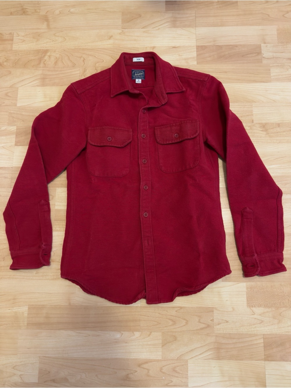 J Crew Men's Red Flannel Chamois Long Sleeve Button Up Shirt - Size XS